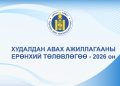 ОРХОН АЙМГИЙН ТӨСВИЙН ЕРӨНХИЙЛӨН ЗАХИРАГЧИЙН 2026 ОНЫ ХУДАЛДАН АВАХ АЖИЛЛАГААНЫ ЕРӨНХИЙ ТӨЛӨВЛӨГӨӨ/2025.12.31/